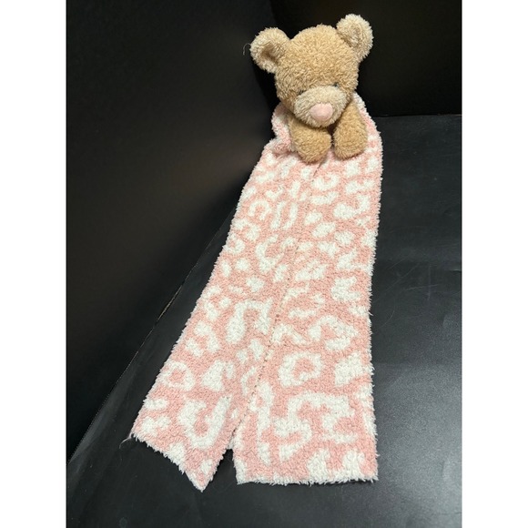 Mud Pie Other - Mud Pie Pink Leopard Chenille Bear Lovey Security Blanket Baby Girl Plush HTF